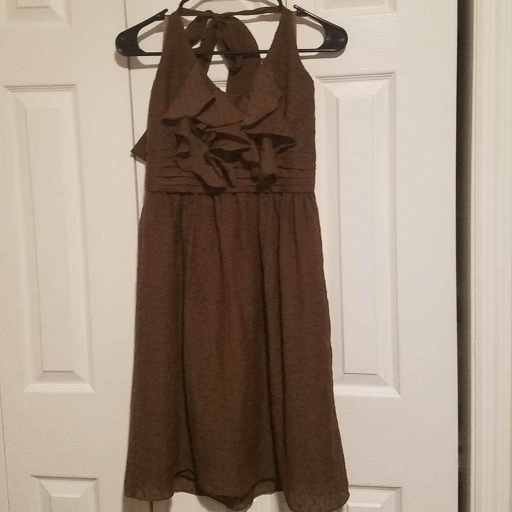 Max and Cleo Brown Halter Sundress (A6)